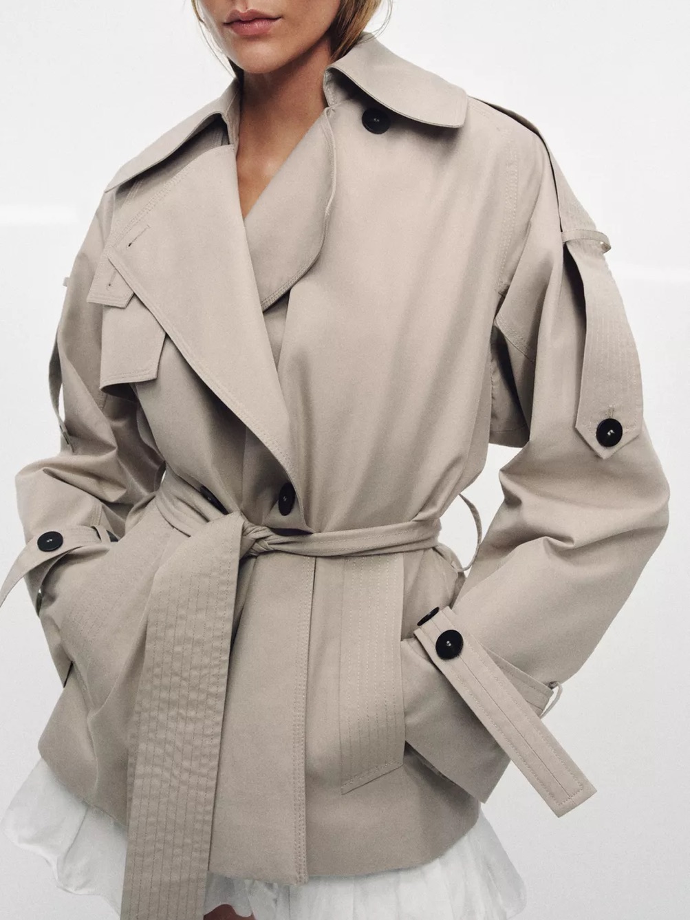 Nwt Zara Zw Collection Oversized Water Repellent Trench Coat With Belt — image 2 of 8